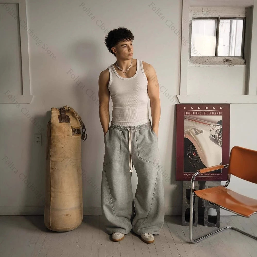 Gray Man Pants Hiphop Women Men Trousers Streetwear Men Clothes Fashion Sweatpants Men's Clothing Wide Pants Men Sweatpants