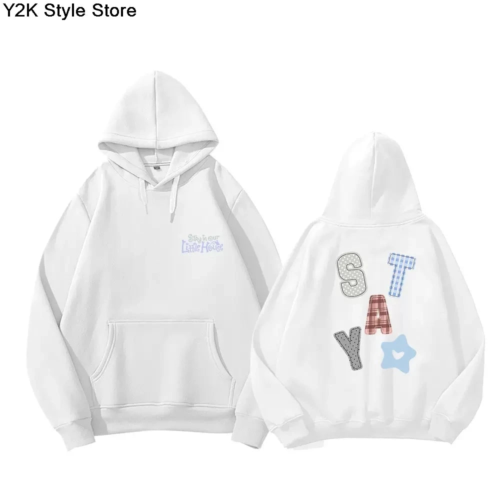 STAY Letter Print Zip Hoodie