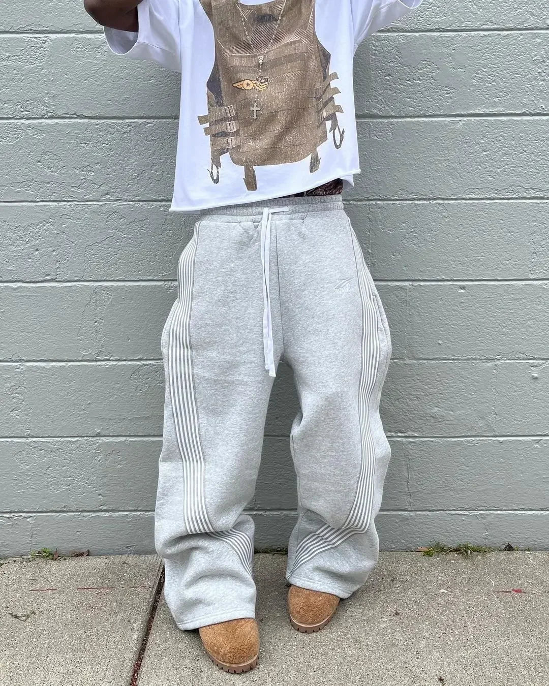 Grey Camo Embroidered Trousers