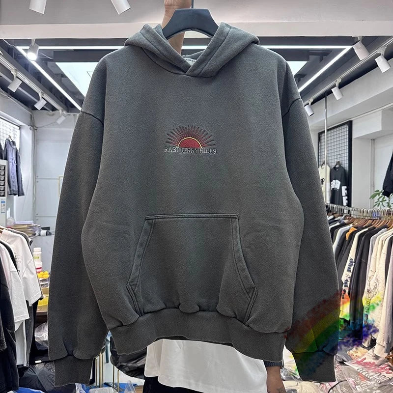 Sun Embroidery Washed Hoodie