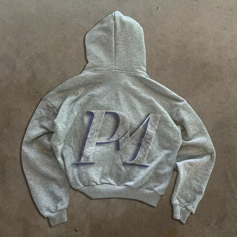 Y2K Retro Print Zip Hoodie