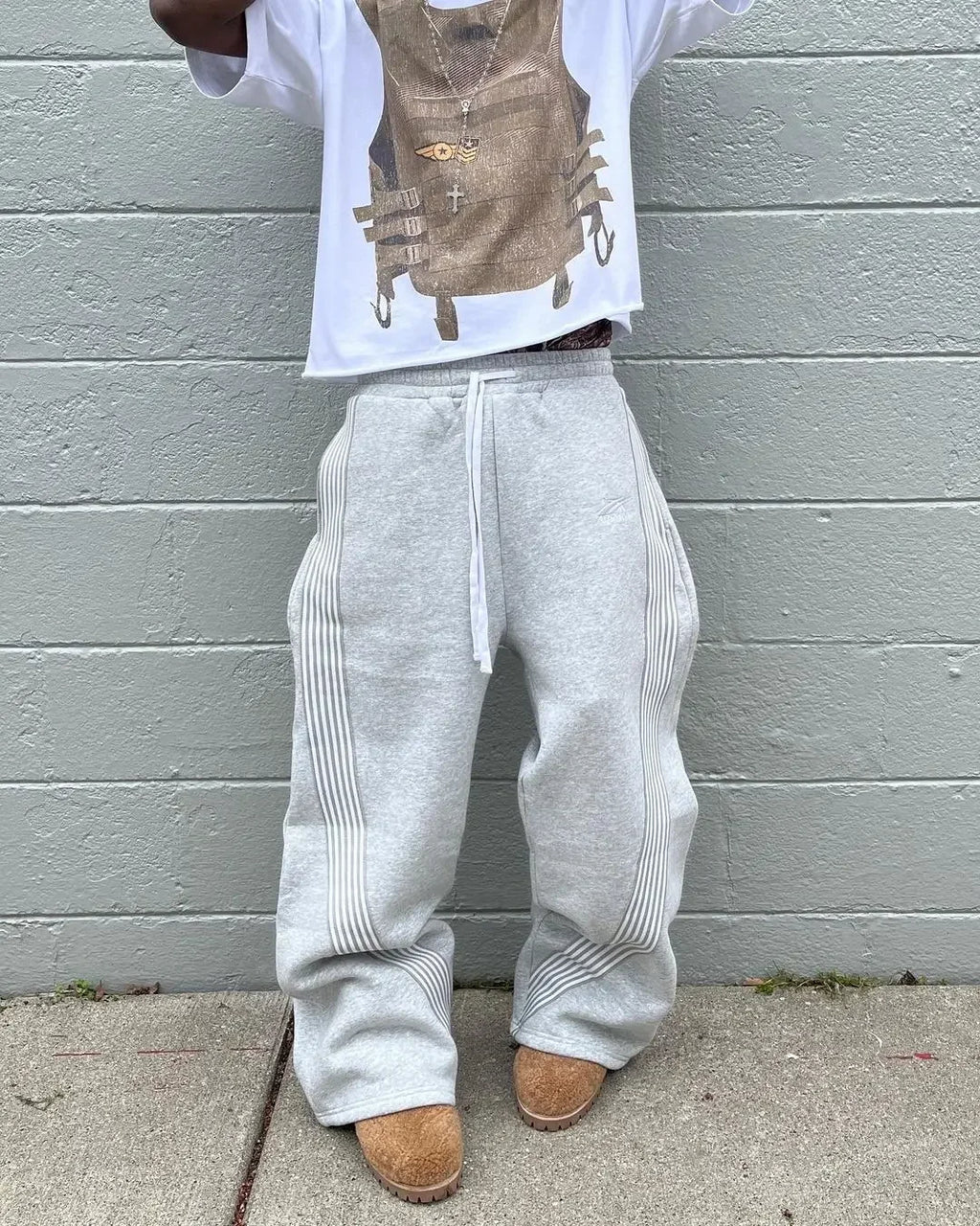 Grey Camo Embroidered Trousers