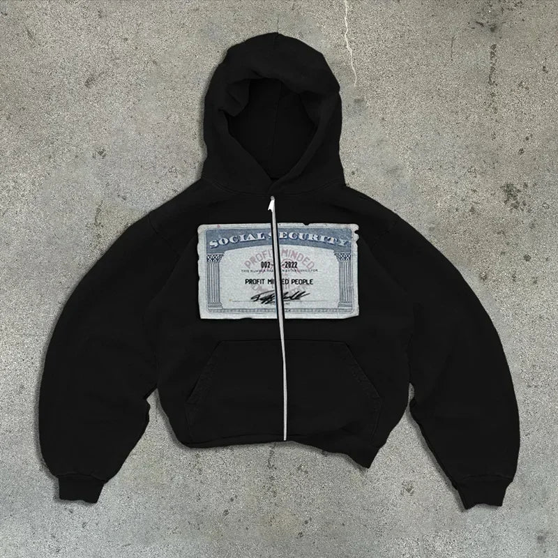 Y2K Retro Print Zip Hoodie