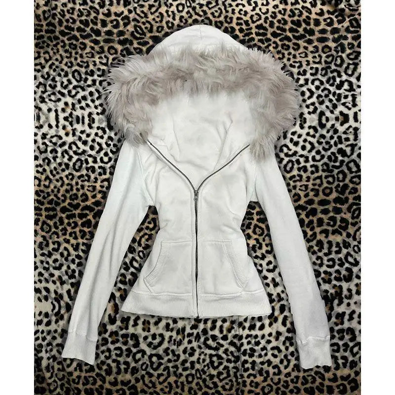 Punk Fur Collar Zip Hoodie
