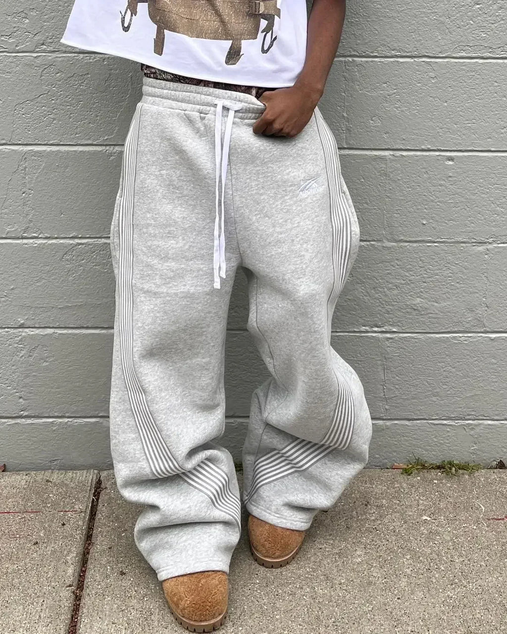 Grey Camo Embroidered Trousers