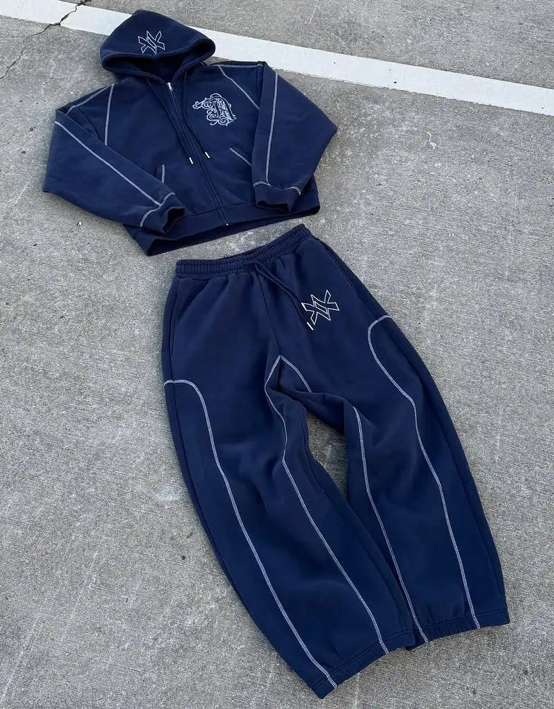 Y2K Zip Hoodie & Sweatpants Set
