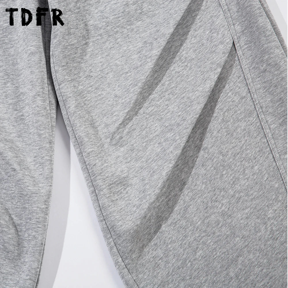 Pleated Sweatpants Mens Spring Casual Streetwear Elastic Waist Loose Wide Leg Sports Pants Men Trousers