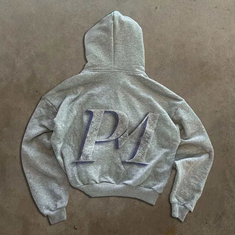 Y2K Retro Print Zip Hoodie