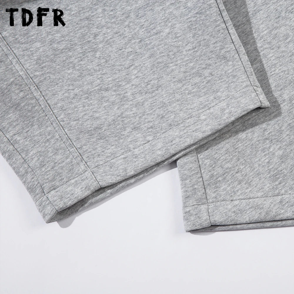 Pleated Sweatpants Mens Spring Casual Streetwear Elastic Waist Loose Wide Leg Sports Pants Men Trousers