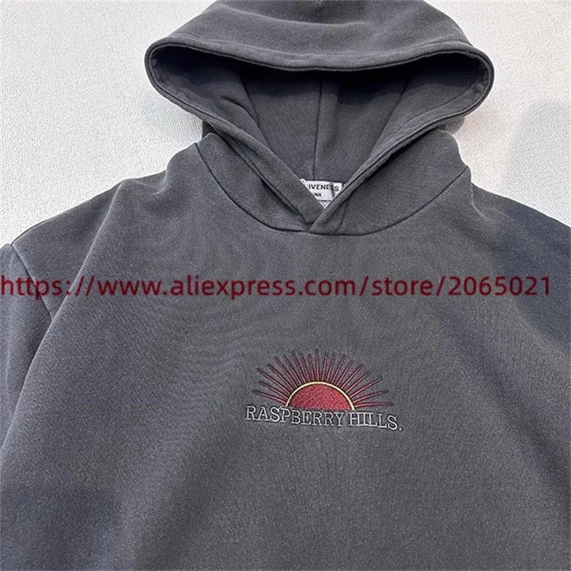 Sun Embroidery Washed Hoodie