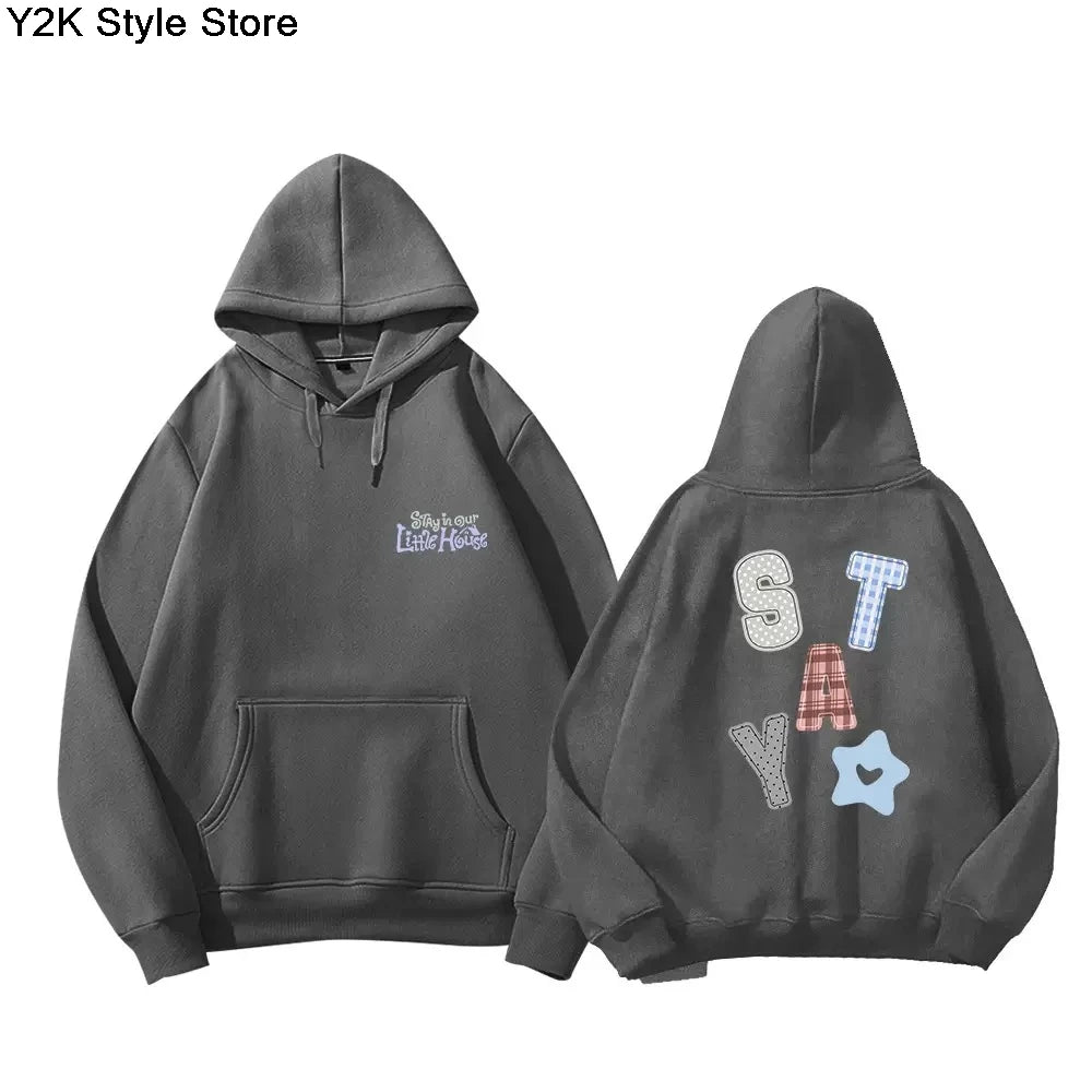 STAY Letter Print Zip Hoodie