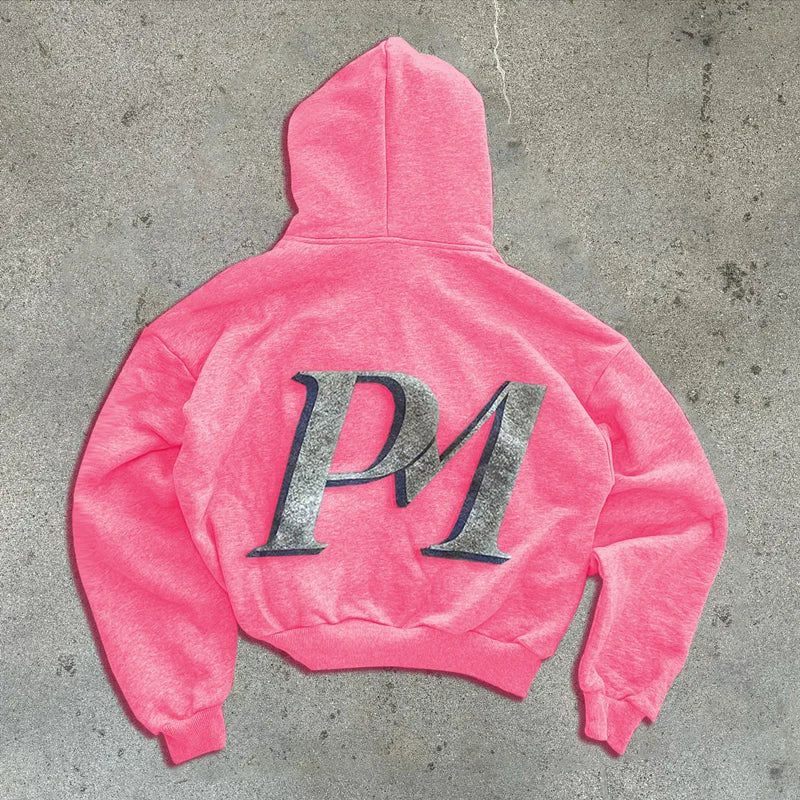 Y2K Retro Print Zip Hoodie